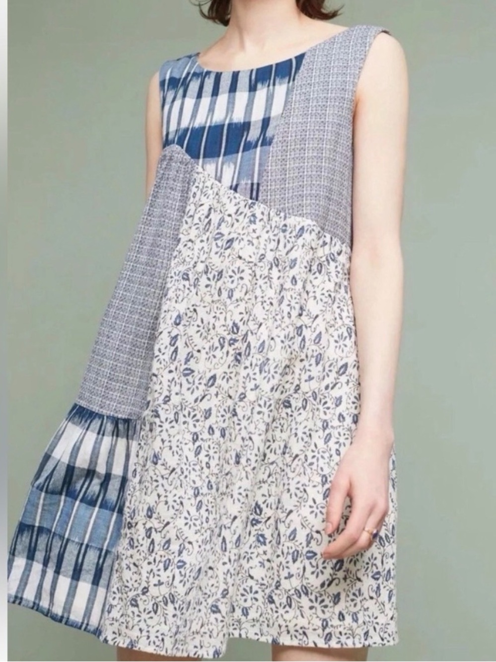 NWOT anthropolgie holding horses patchwork 100% cotton dress size s
